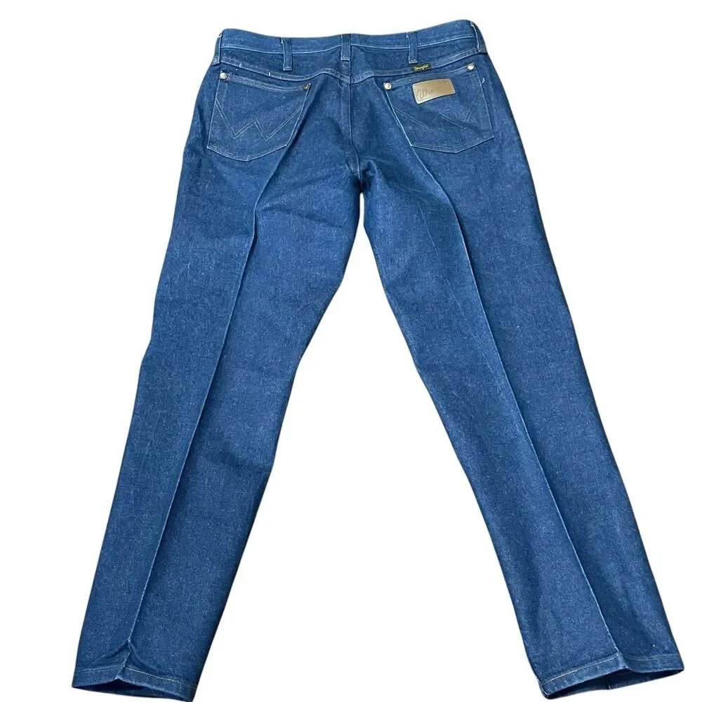 Wrangler Medium Dark Wash Rigid Cowboy Cut Straight Jeans Men's 13Mwz 34x30